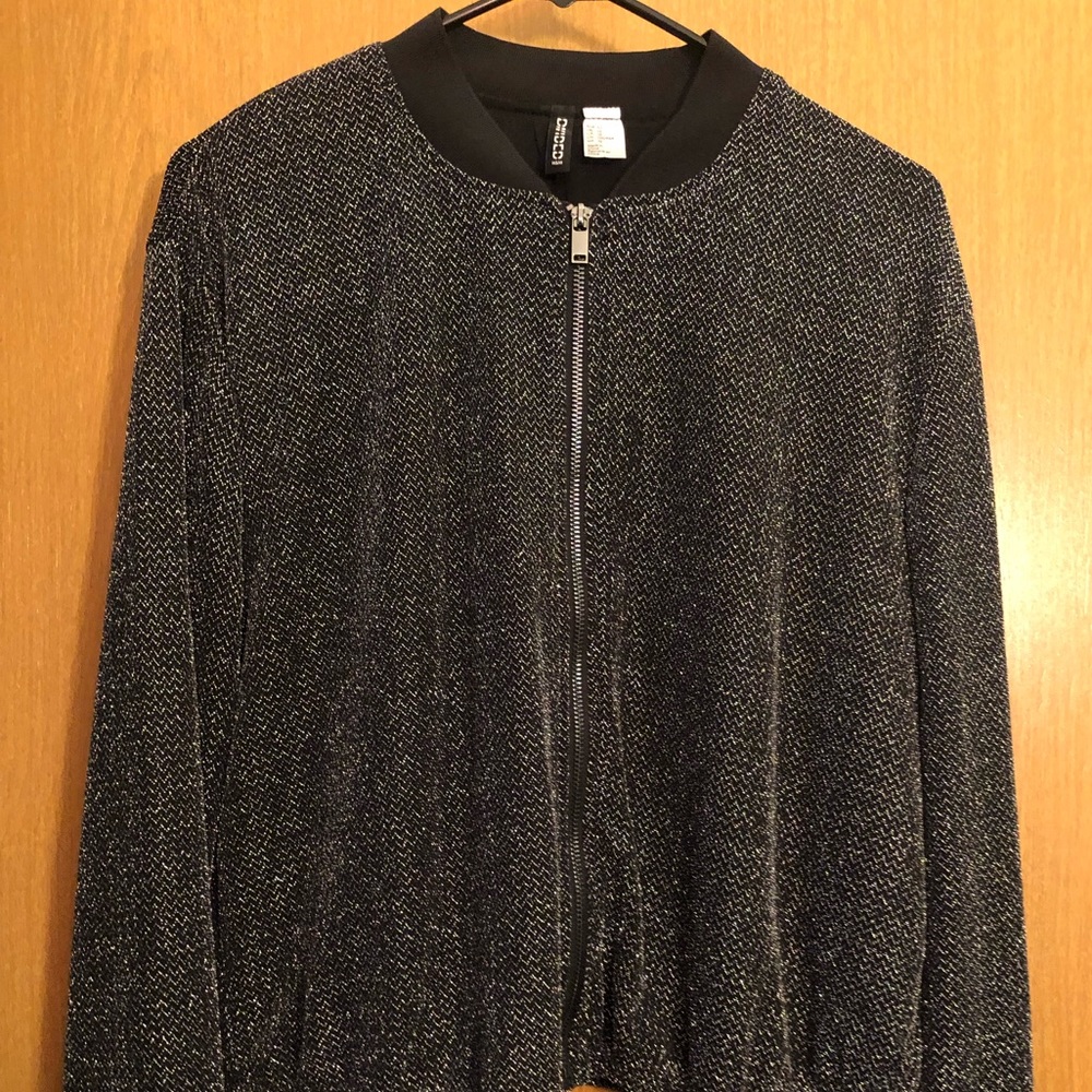 Light weight sparkly zip up jacket